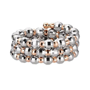 Jewelove™ Rings Women's Band only Japanese 3 Row Flexible Platinum Rose Gold Fusion Ring with Diamond Cutting JL PT 1026