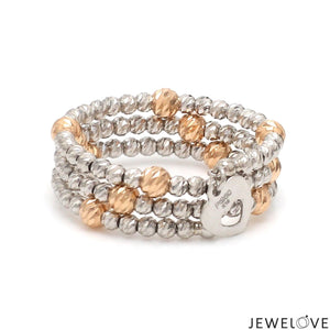 Jewelove™ Rings Women's Band only Japanese 3 Row Flexible Platinum Rose Gold Fusion Ring with Diamond Cutting JL PT 1377