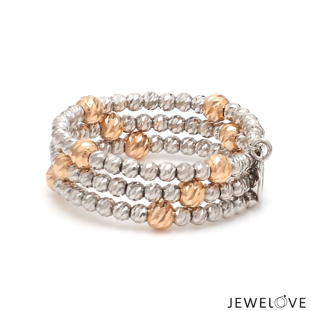 Jewelove™ Rings Women's Band only Japanese 3 Row Flexible Platinum Rose Gold Fusion Ring with Diamond Cutting JL PT 1377