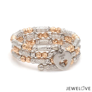 Jewelove™ Rings Women's Band only Japanese 3 Row Flexible Platinum Rose Gold Fusion Ring with Diamond Cutting JL PT 1381