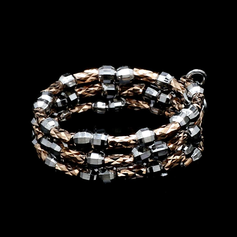 Jewelove™ Rings Women's Band only Japanese 3 Row Flexible Platinum Rose Gold Fusion Ring with Diamond Cutting JL PT 1383