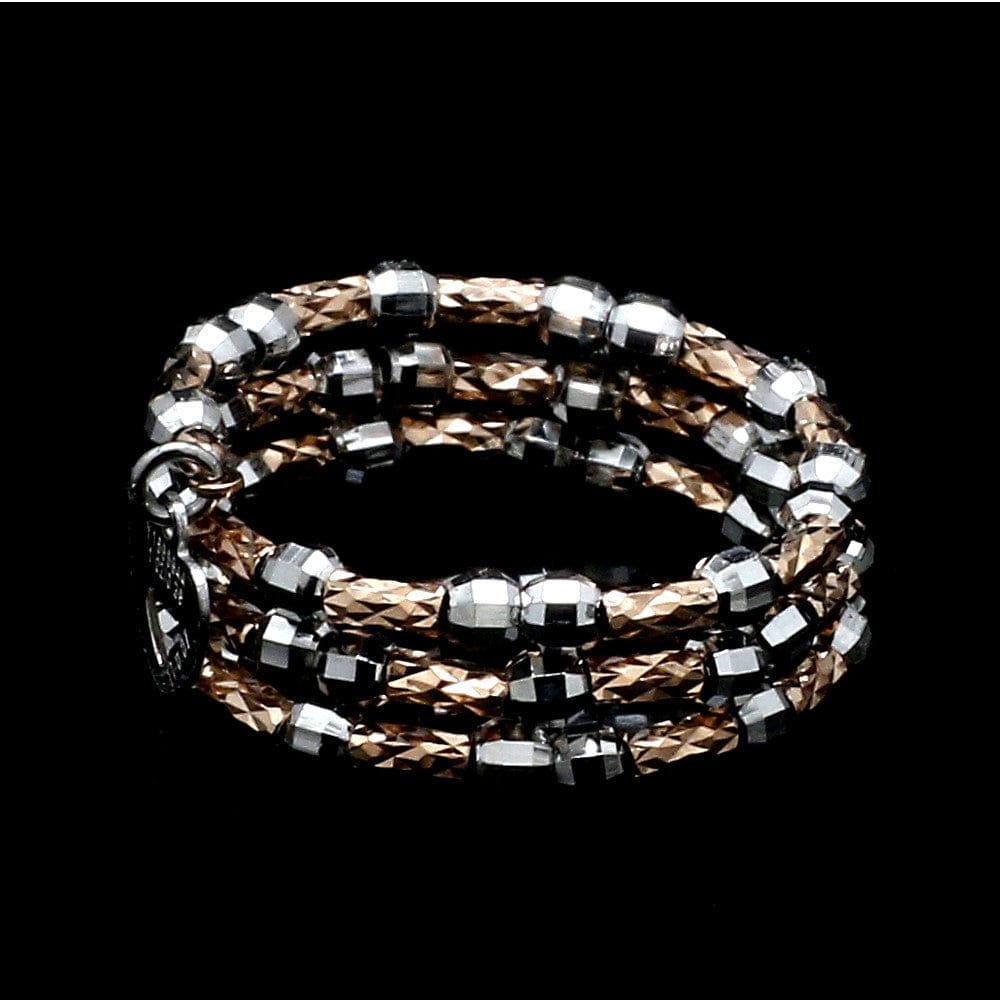 Jewelove™ Rings Women's Band only Japanese 3 Row Flexible Platinum Rose Gold Fusion Ring with Diamond Cutting JL PT 1383