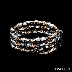 Jewelove™ Rings Women's Band only Japanese 3 Row Flexible Platinum Rose Gold Fusion Ring with Diamond Cutting JL PT 1383