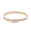 Jewelove™ Bangles & Bracelets Single Japanese 3-row Platinum & Rose Gold Bracelet for Women with Diamond Cut Balls JL PTB 1223