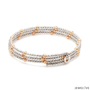 Jewelove™ Bangles & Bracelets Japanese 3-row Platinum & Rose Gold Bracelet for Women with Diamond Cut Balls JL PTB 1261