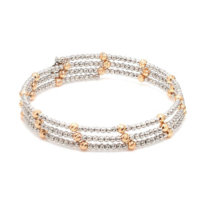 Jewelove™ Bangles & Bracelets Japanese 3-row Platinum & Rose Gold Bracelet for Women with Diamond Cut Balls JL PTB 1261