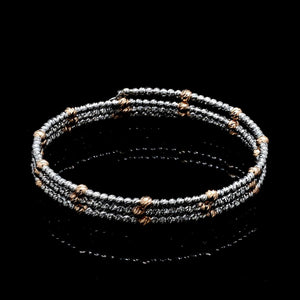 Jewelove™ Bangles & Bracelets Japanese 3-row Platinum & Rose Gold Bracelet for Women with Diamond Cut Balls JL PTB 1261