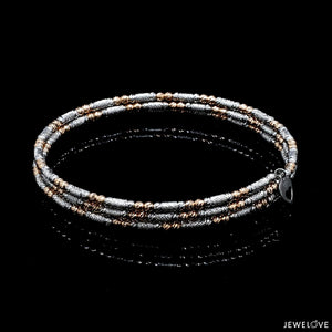 Jewelove™ Bangles & Bracelets Japanese 3-row Platinum & Rose Gold Bracelet for Women with Diamond Cut Balls JL PTB 1276