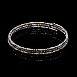 Jewelove™ Bangles & Bracelets Japanese 3-row Platinum & Rose Gold Bracelet for Women with Diamond Cut Balls JL PTB 1276