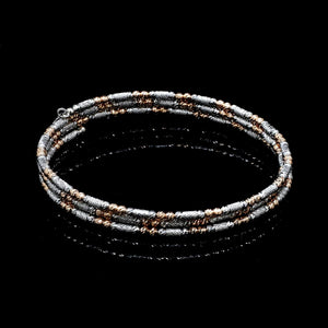 Jewelove™ Bangles & Bracelets Japanese 3-row Platinum & Rose Gold Bracelet for Women with Diamond Cut Balls JL PTB 1276