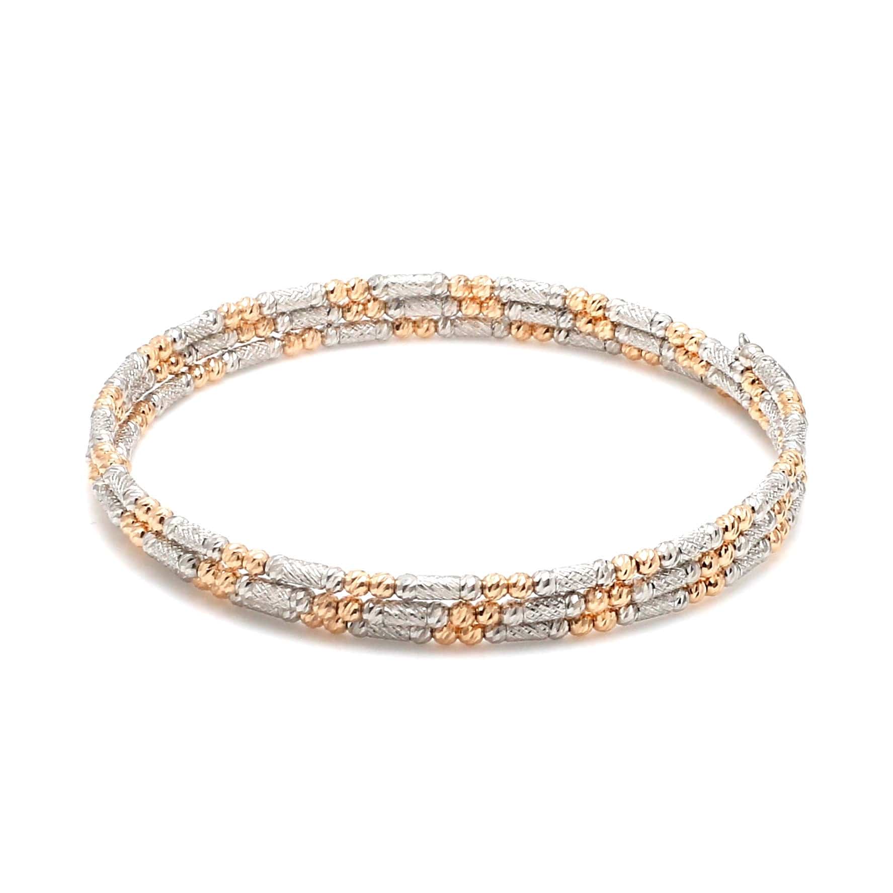 Jewelove™ Bangles & Bracelets Japanese 3-row Platinum & Rose Gold Bracelet for Women with Diamond Cut Balls JL PTB 1276