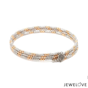 Jewelove™ Bangles & Bracelets Japanese 3-row Platinum & Rose Gold Bracelet for Women with Diamond Cut Balls JL PTB 1276