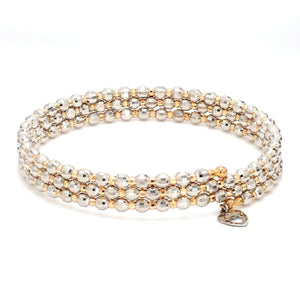 Jewelove™ Bangles & Bracelets Japanese 3-row Platinum & Rose Gold Bracelet for Women with Diamond Cut Balls JL PTB 768