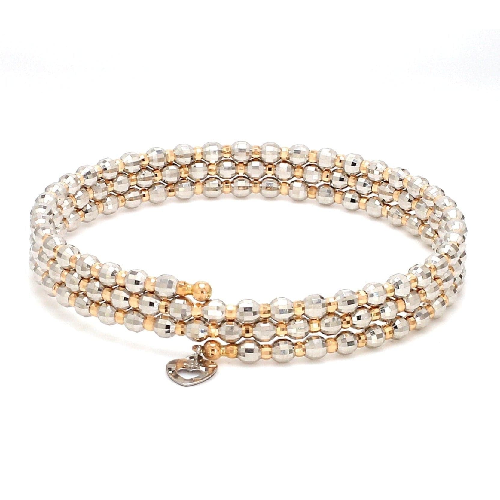 Jewelove™ Bangles & Bracelets Japanese 3-row Platinum & Rose Gold Bracelet for Women with Diamond Cut Balls JL PTB 768