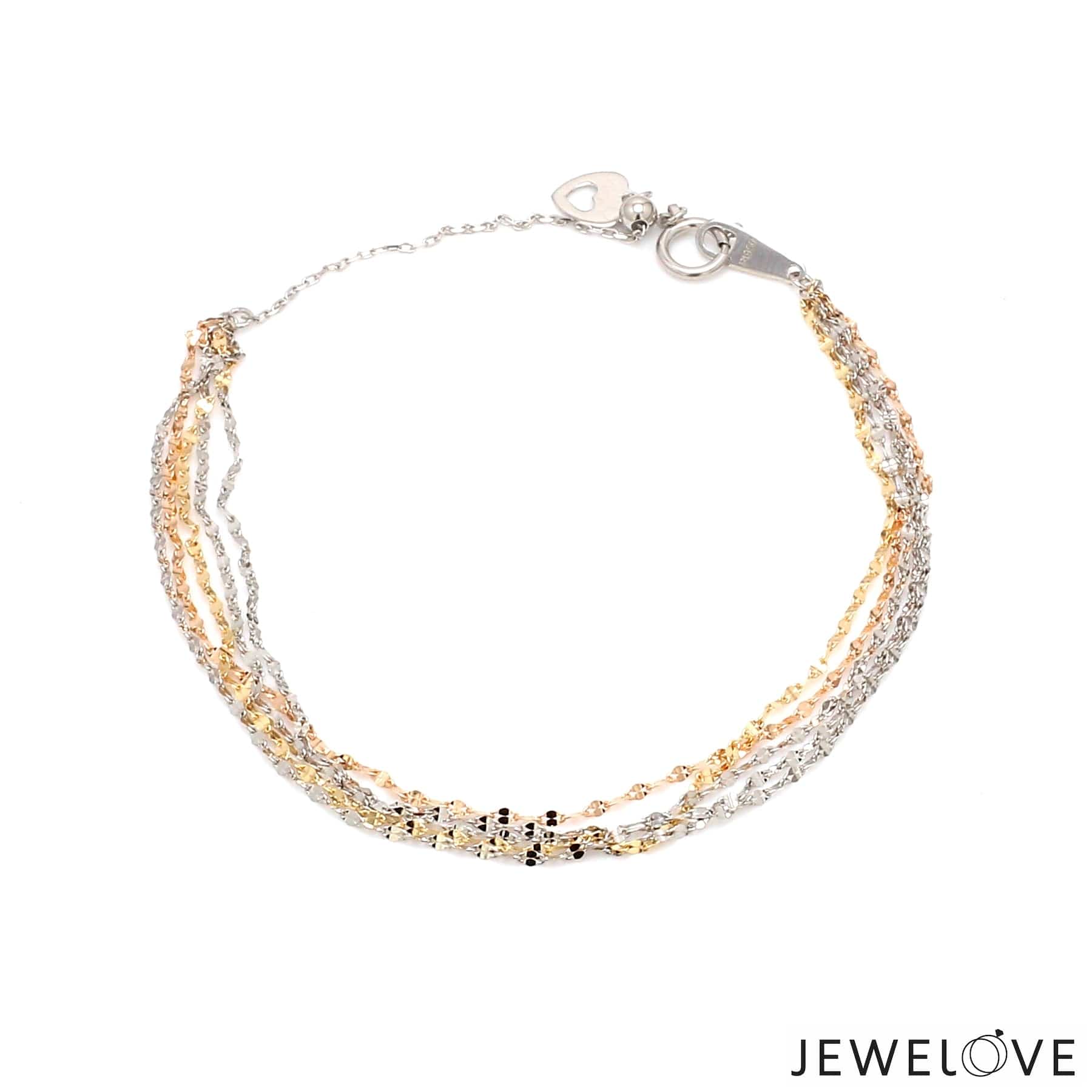 Jewelove™ Bangles & Bracelets Japanese 5 Line Platinum & Rose gold Fantasy Light Weight Adjustable Bracelet JL PTB 1369