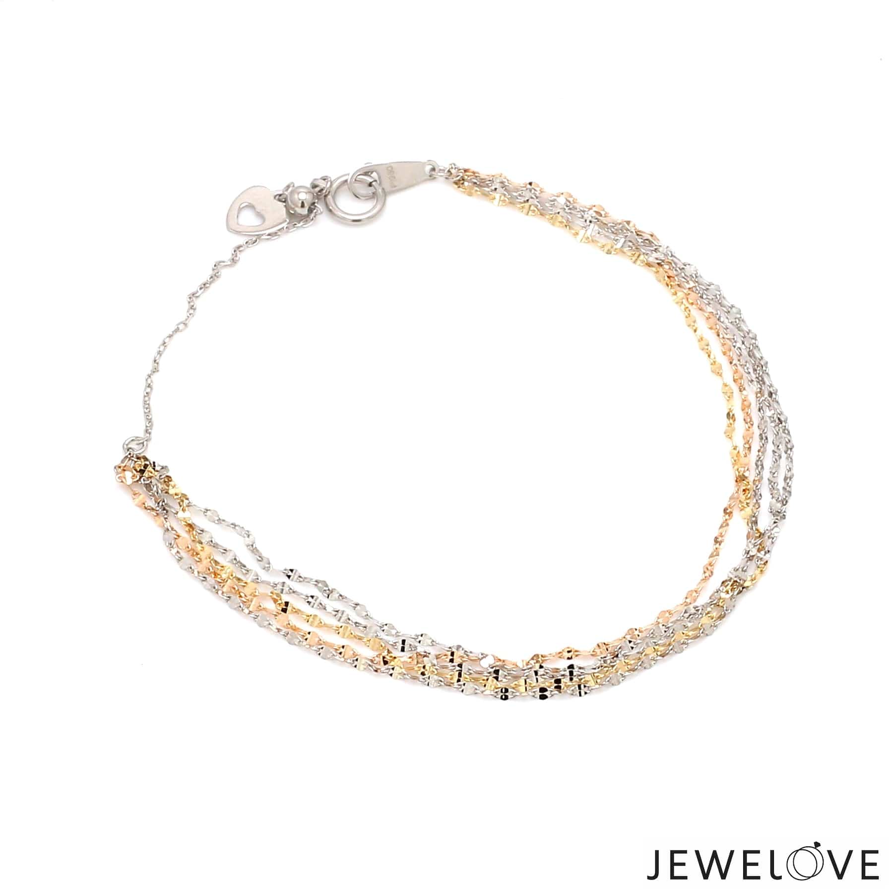 Jewelove™ Bangles & Bracelets Japanese 5 Line Platinum & Rose gold Fantasy Light Weight Adjustable Bracelet JL PTB 1369