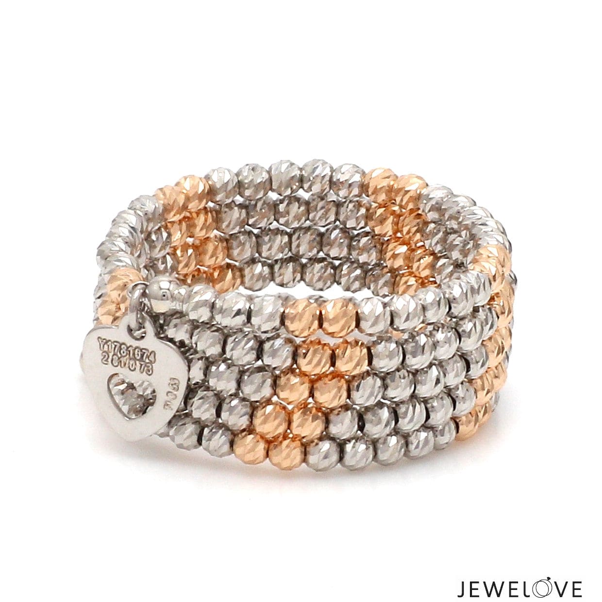 Jewelove™ Rings Women's Band only Japanese 5 Row Flexible Platinum Rose Gold Fusion Ring with Diamond Cutting JL PT 1374