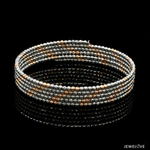 Jewelove™ Bangles & Bracelets Single Japanese 5-row Platinum & Rose Gold Bracelet for Women with Diamond Cut Balls JL PTB 1222