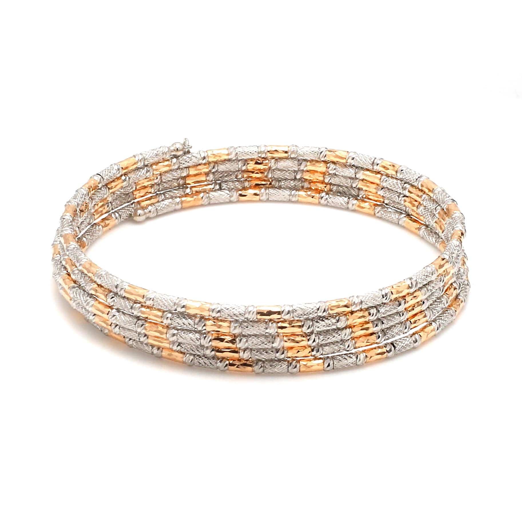 Jewelove™ Bangles & Bracelets Japanese 5-row Platinum & Rose Gold Bracelet for Women with Diamond Cut Balls JL PTB 1263