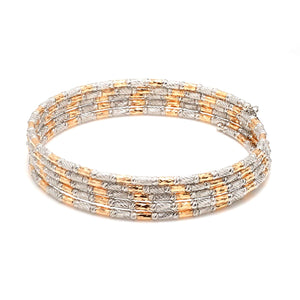 Jewelove™ Bangles & Bracelets Japanese 5-row Platinum & Rose Gold Bracelet for Women with Diamond Cut Balls JL PTB 1263