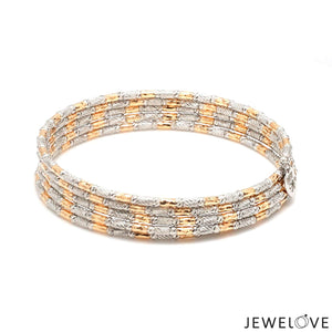 Jewelove™ Bangles & Bracelets Japanese 5-row Platinum & Rose Gold Bracelet for Women with Diamond Cut Balls JL PTB 1263