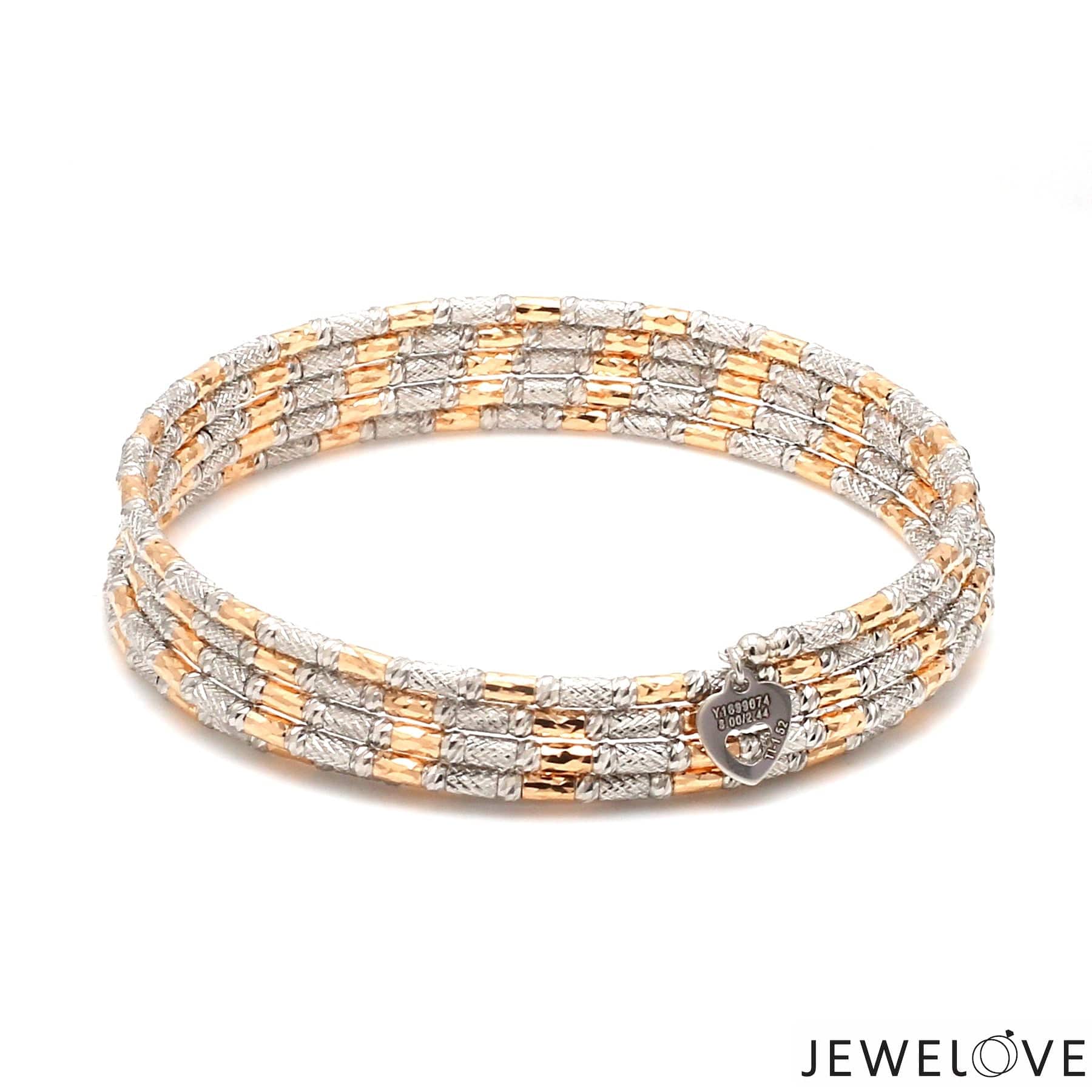 Jewelove™ Bangles & Bracelets Japanese 5-row Platinum & Rose Gold Bracelet for Women with Diamond Cut Balls JL PTB 1263