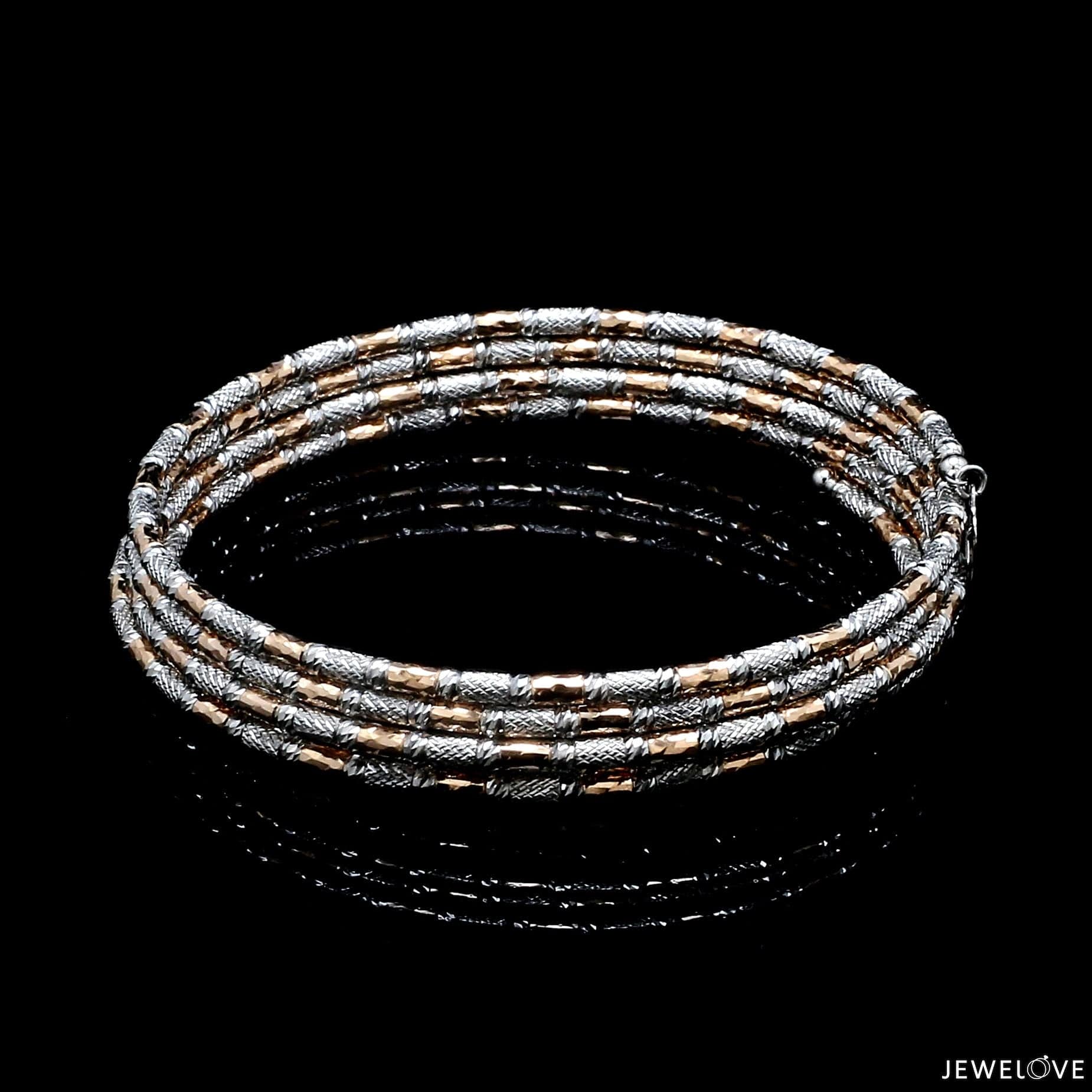 Jewelove™ Bangles & Bracelets Japanese 5-row Platinum & Rose Gold Bracelet for Women with Diamond Cut Balls JL PTB 1263