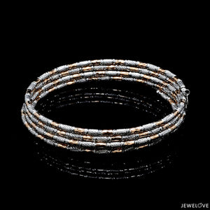 Jewelove™ Bangles & Bracelets Japanese 5-row Platinum & Rose Gold Bracelet for Women with Diamond Cut Balls JL PTB 1263