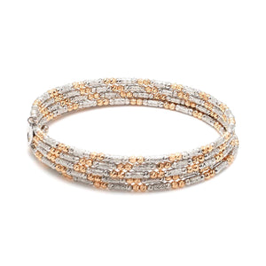 Jewelove™ Bangles & Bracelets Japanese 5-row Platinum & Rose Gold Bracelet for Women with Diamond Cut Balls JL PTB 1265