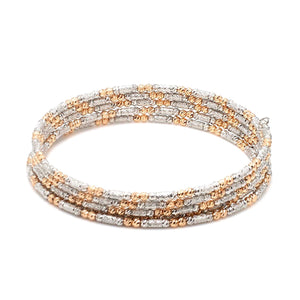 Jewelove™ Bangles & Bracelets Japanese 5-row Platinum & Rose Gold Bracelet for Women with Diamond Cut Balls JL PTB 1265