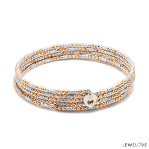 Jewelove™ Bangles & Bracelets Japanese 5-row Platinum & Rose Gold Bracelet for Women with Diamond Cut Balls JL PTB 1265