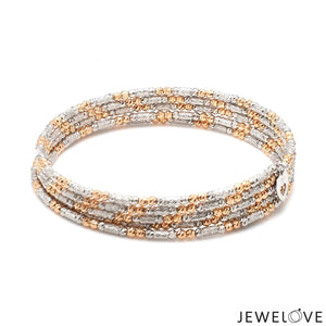 Jewelove™ Bangles & Bracelets Japanese 5-row Platinum & Rose Gold Bracelet for Women with Diamond Cut Balls JL PTB 1265