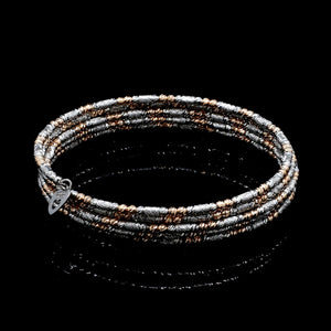 Jewelove™ Bangles & Bracelets Japanese 5-row Platinum & Rose Gold Bracelet for Women with Diamond Cut Balls JL PTB 1275