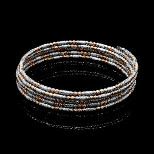 Jewelove™ Bangles & Bracelets Japanese 5-row Platinum & Rose Gold Bracelet for Women with Diamond Cut Balls JL PTB 1275