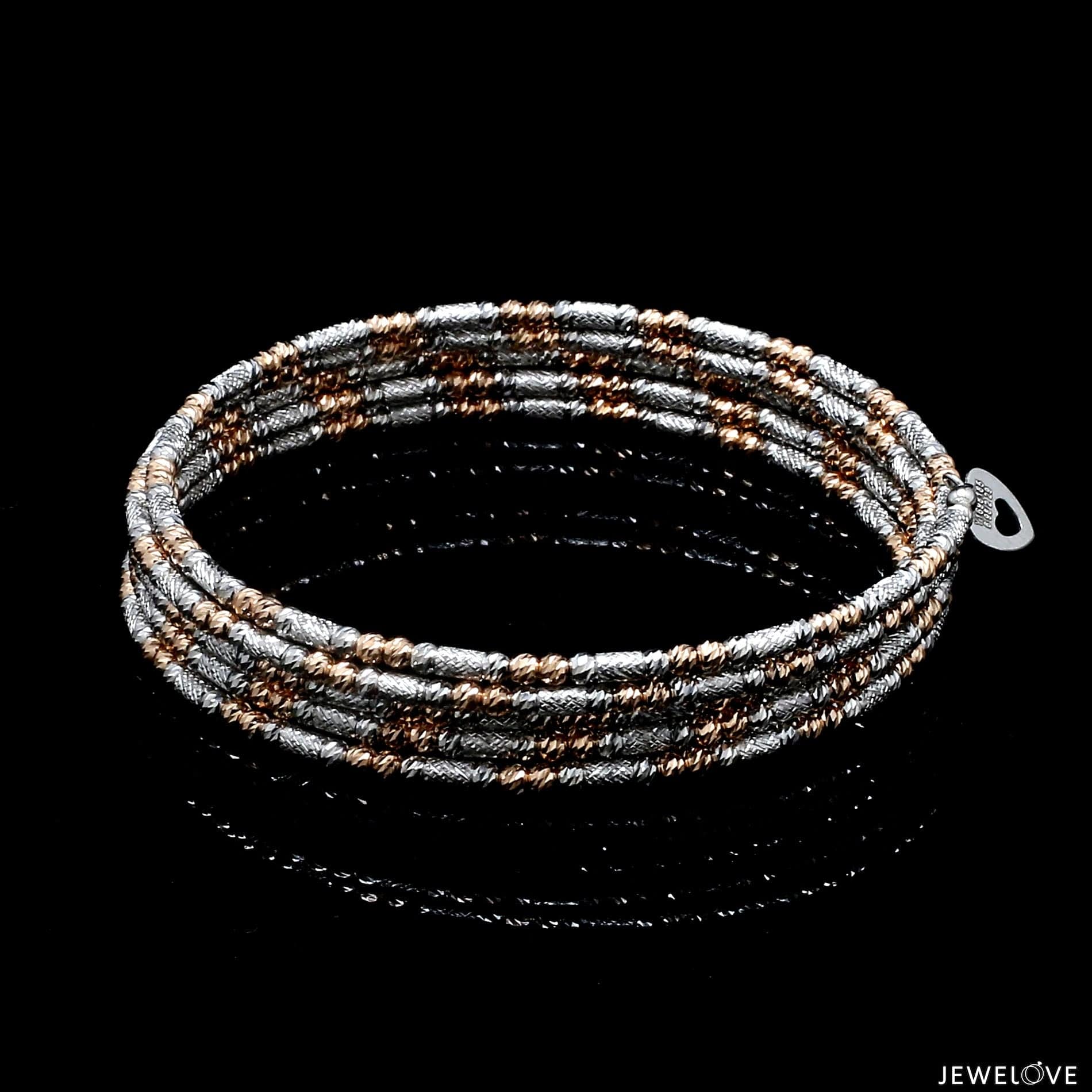 Jewelove™ Bangles & Bracelets Japanese 5-row Platinum & Rose Gold Bracelet for Women with Diamond Cut Balls JL PTB 1275