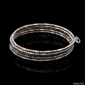 Jewelove™ Bangles & Bracelets Japanese 5-row Platinum & Rose Gold Bracelet for Women with Diamond Cut Balls JL PTB 1275