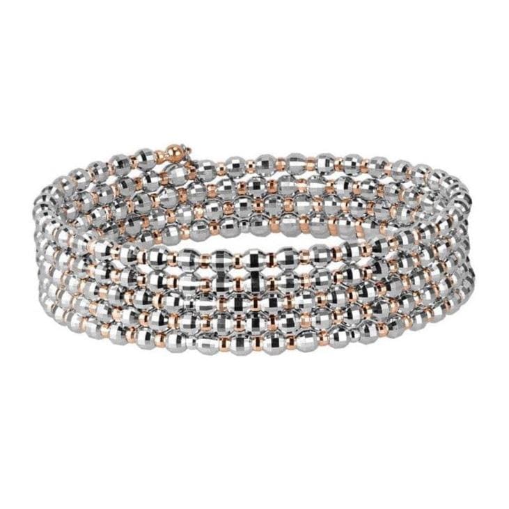 Jewelove™ Bangles & Bracelets Single Japanese 5-row Platinum & Rose Gold Bracelet for Women with Diamond Cut Balls JL PTB 772