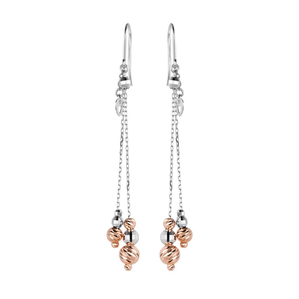 Jewelove™ Earrings Japanese Designer 2-line Platinum Earrings with Rose Gold for Women JL PT E 278