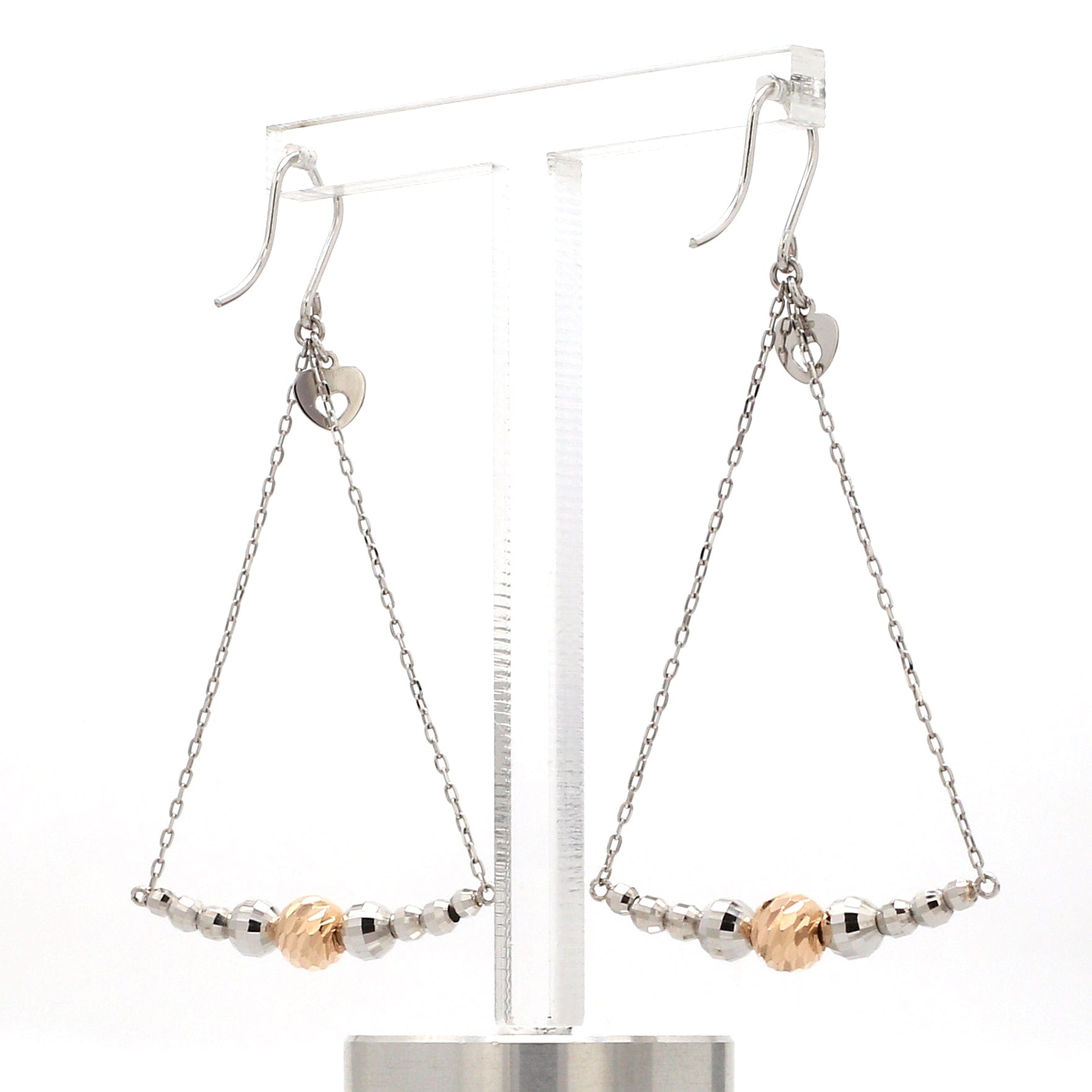 Jewelove™ Earrings Japanese Designer Platinum Earrings with Rose Gold Ball for Women JL PT E 279