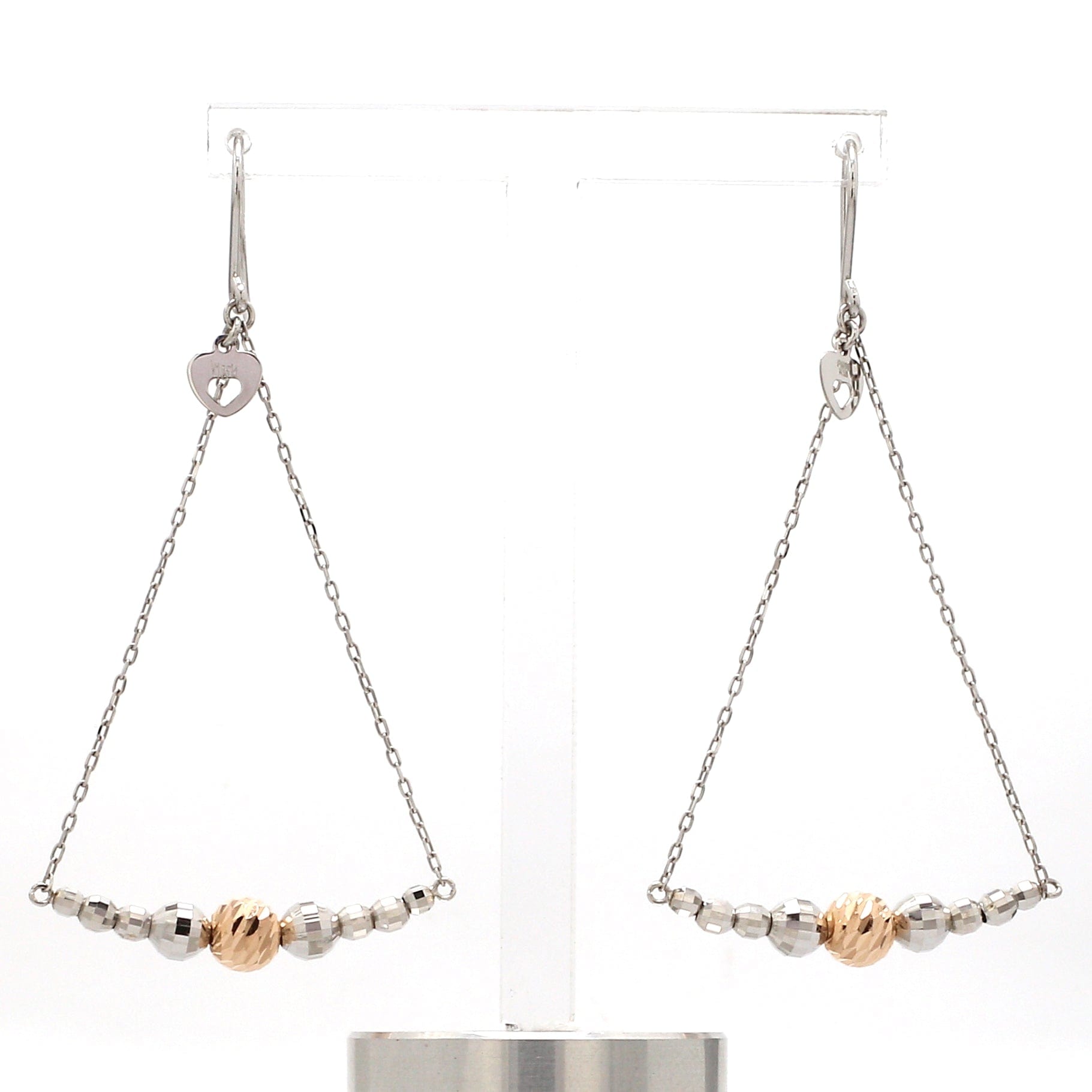 Jewelove™ Earrings Japanese Designer Platinum Earrings with Rose Gold Ball for Women JL PT E 279