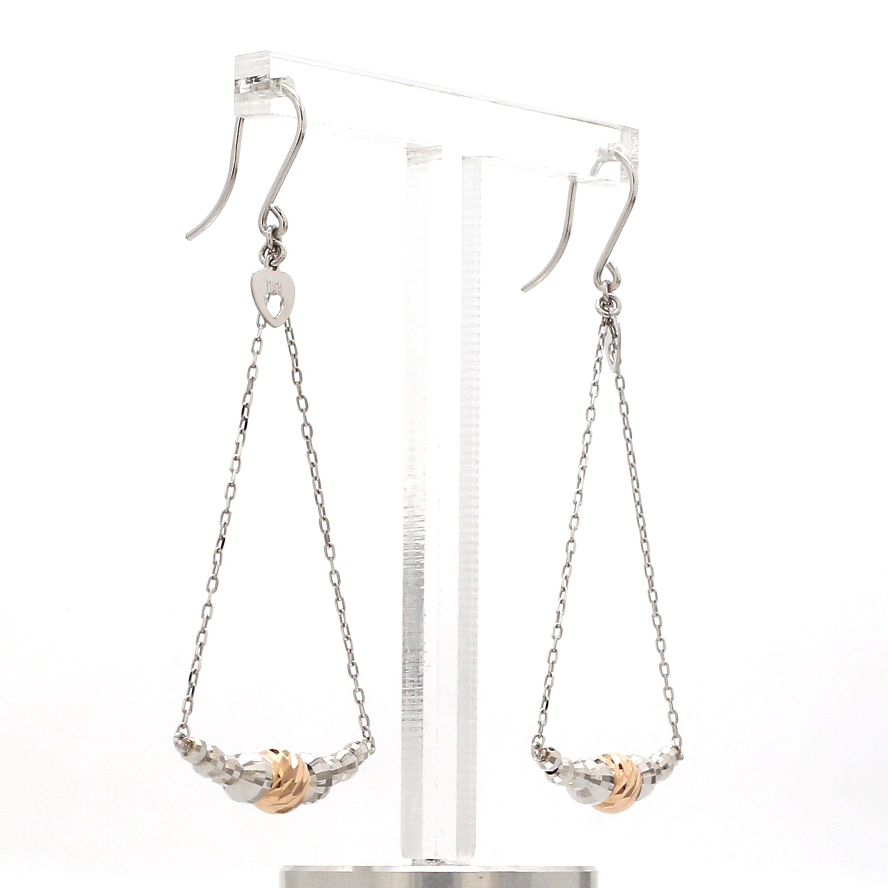 Jewelove™ Earrings Japanese Designer Platinum Earrings with Rose Gold Ball for Women JL PT E 279