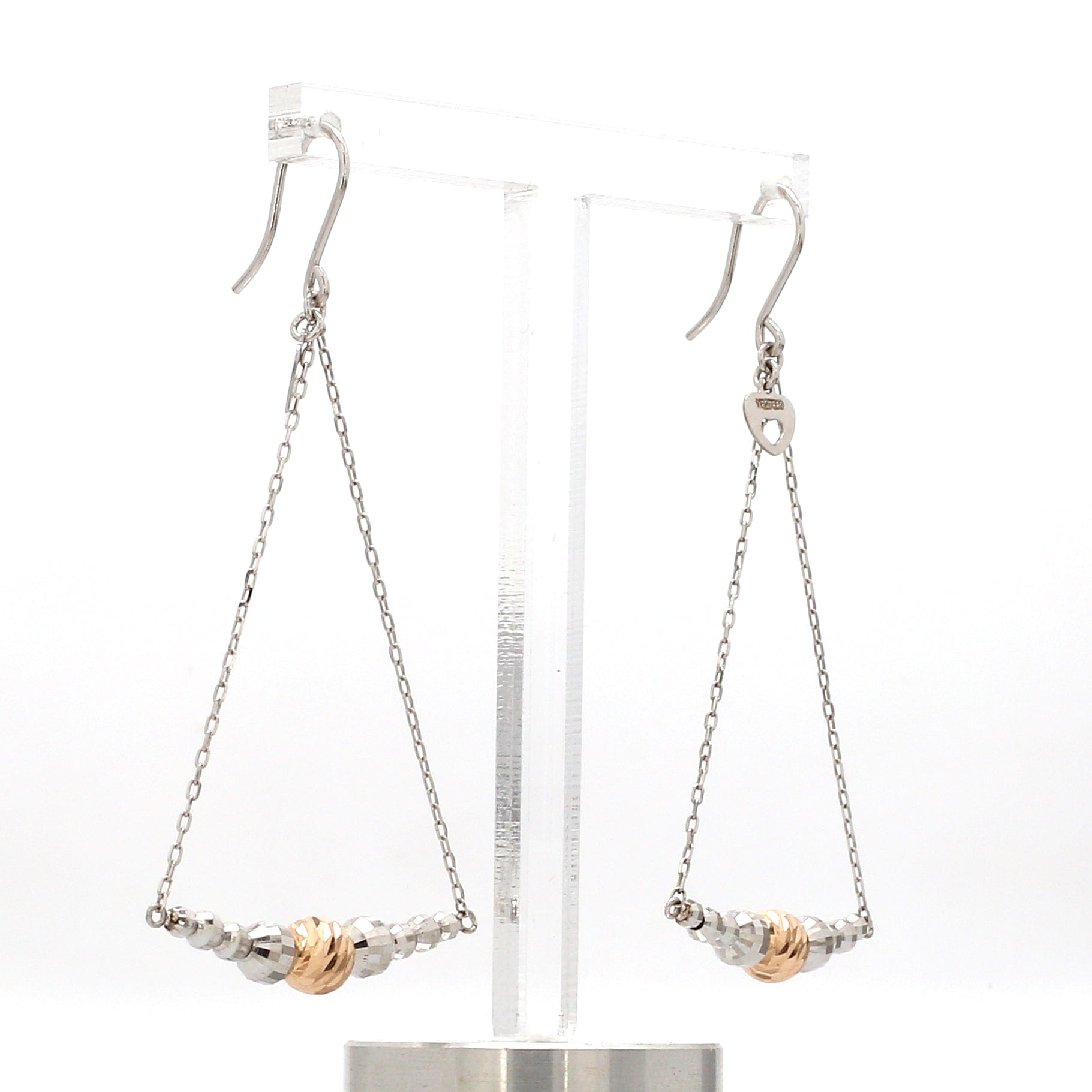 Jewelove™ Earrings Japanese Designer Platinum Earrings with Rose Gold Ball for Women JL PT E 279