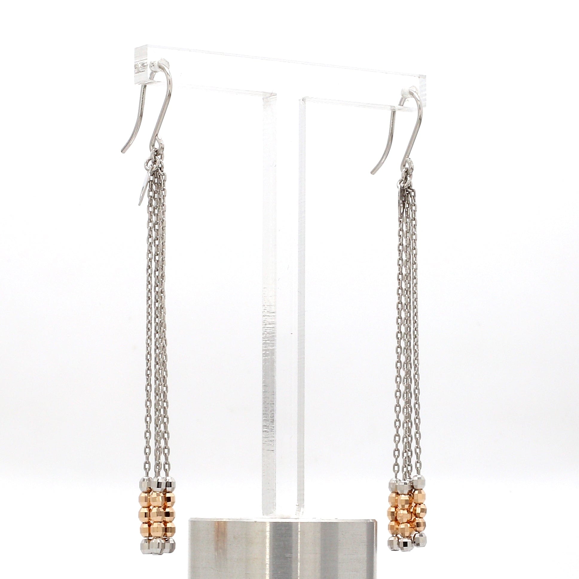 Jewelove™ Earrings Japanese Designer Platinum Long Earrings with Rose Gold for Women JL PT E 282