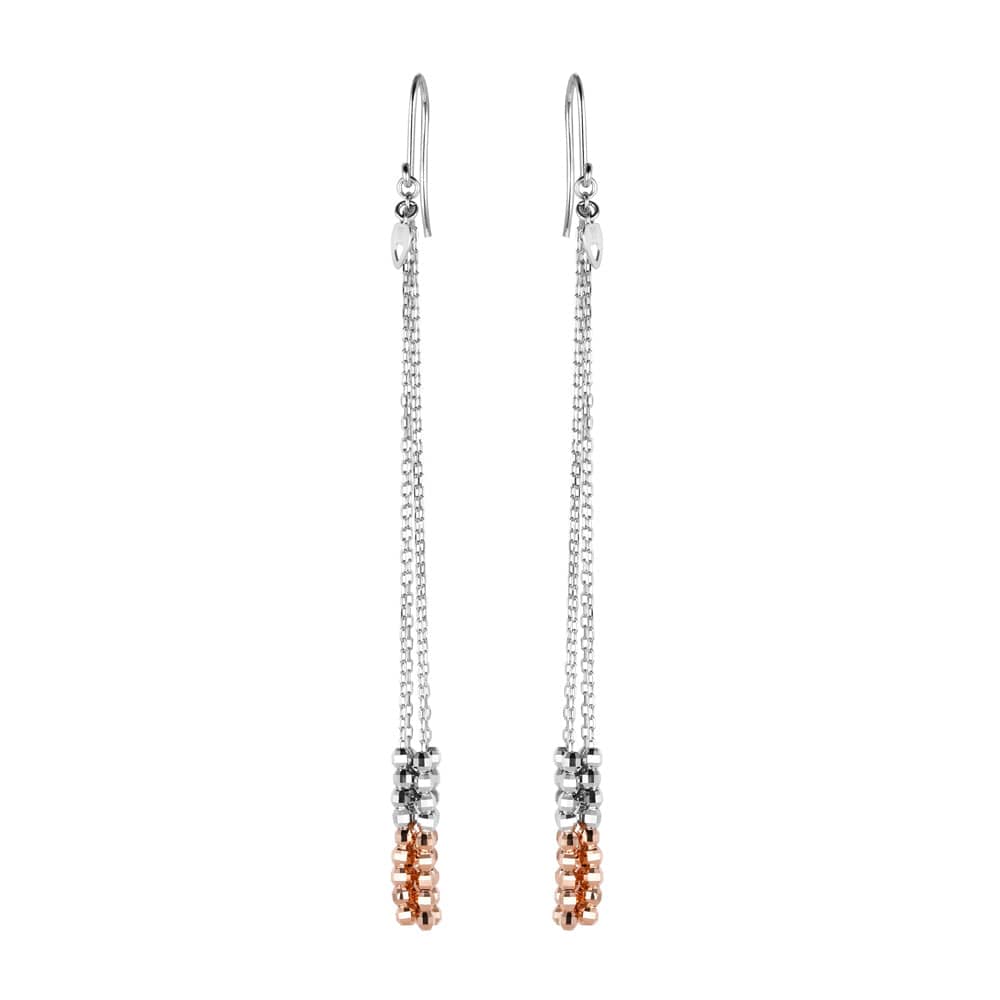 Jewelove™ Earrings Japanese Designer Platinum Long Earrings with Rose Gold for Women JL PT E 283