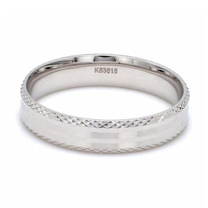 Jewelove™ Rings Japanese Designer Platinum Love Bands with Textured Edges JL PT 604