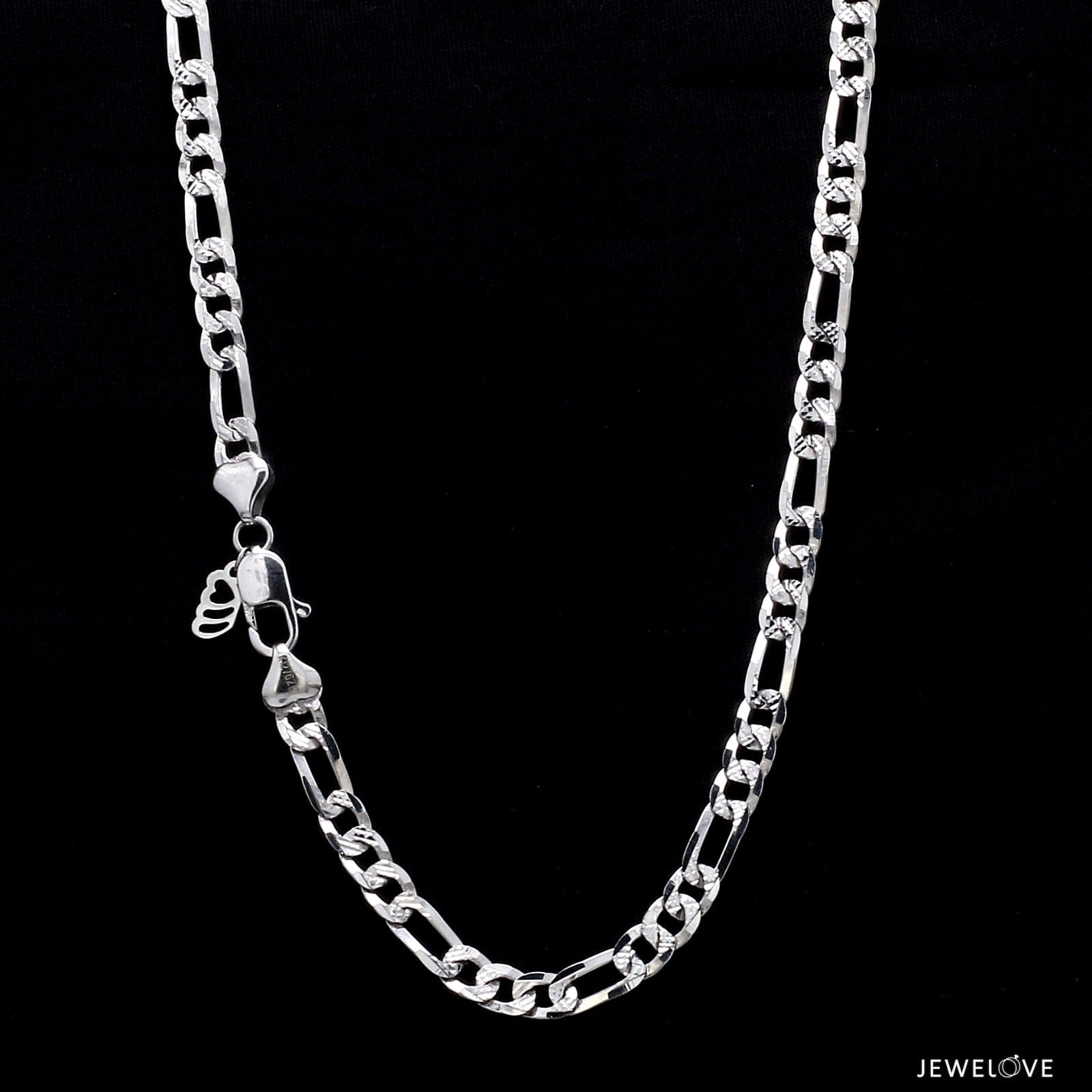 Jewelove™ Chains Japanese Figaro Platinum Sachin Chain with Diamond Cutting for Men JL PT CH 979