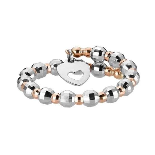 Jewelove™ Rings Women's Band only Japanese Flexible Platinum & 18K Rose Gold Ring with Diamond Cut Balls JL PT 1072