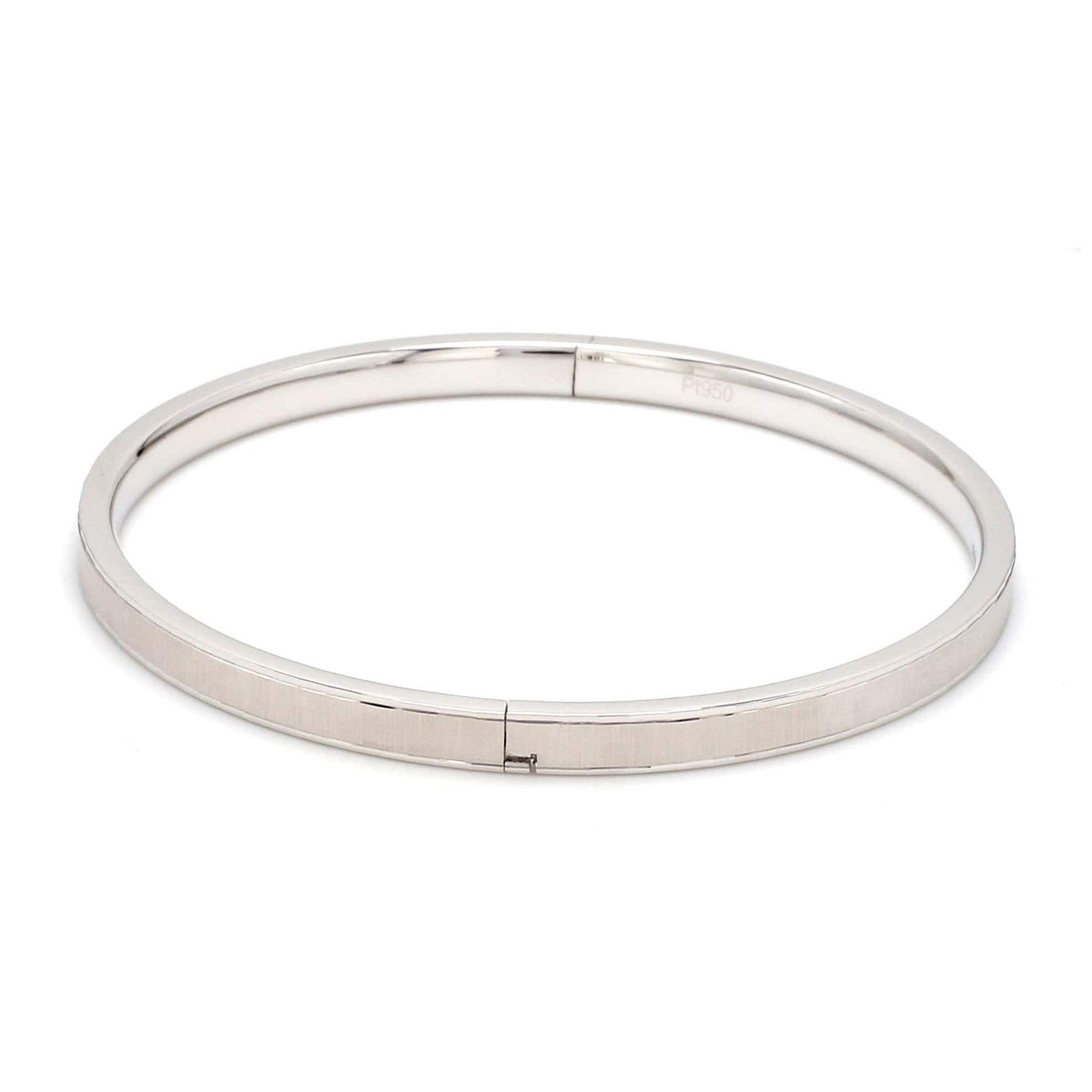 Jewelove™ Bangles & Bracelets Single Japanese Openable Platinum Bangle for Women with Centre Matte Finish JL PTB 636