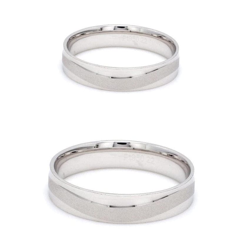Jewelove™ Rings Japanese Plain Platinum Couple Rings with a Matte Finish Wave JL PT 610