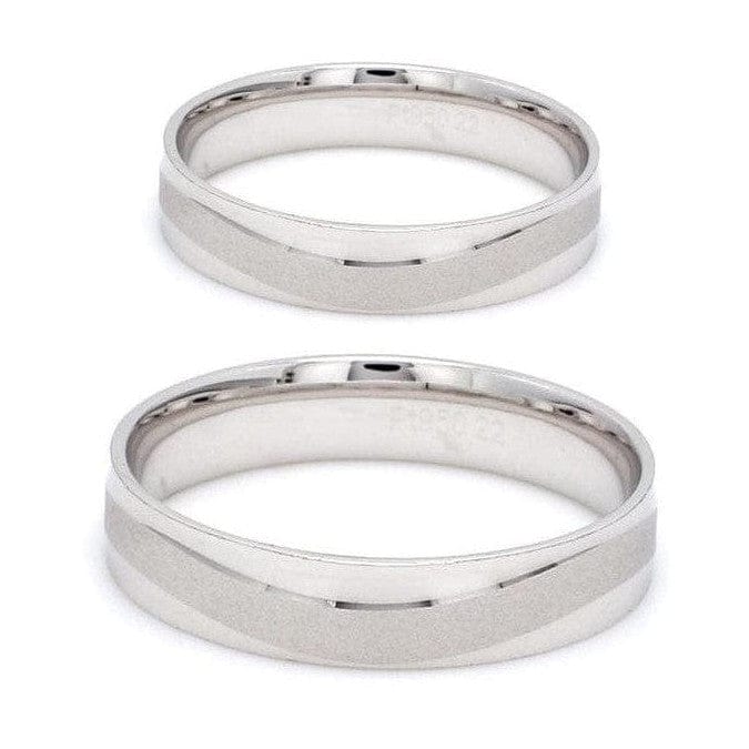 Jewelove™ Rings Japanese Plain Platinum Couple Rings with a Matte Finish Wave JL PT 610